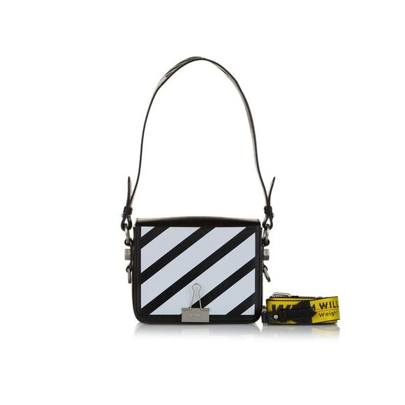 Pre Loved Off-White Leather Binder Clip Crossbody Bag Women Black - Picture 7 of 7